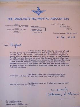 Letter from Field Marshal Montgomery to Charles Strafford December 1948