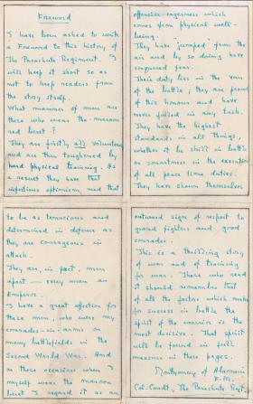 Hand written foreword by FM Montgomery of Alamein for the book "The Red Beret", 1950.