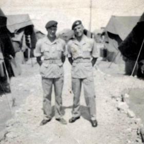 Pte Moorhouse and friend, Cyprus.