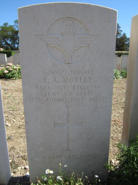 Private Eric Morley Grave in Mazargues War Cemetary