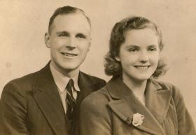 Cpl Bradburn and his bride on their wedding day, March 1943.