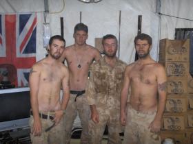 Soldiers from 3 PARA back at Camp Bastion after another patrol, Afghanistan, 2006