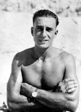 Sgt Sennett, Nathania Beach Palestine, July 1946.