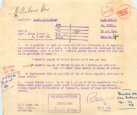 Document about NAAFI supplies of boiled sweets and whisky or gin.