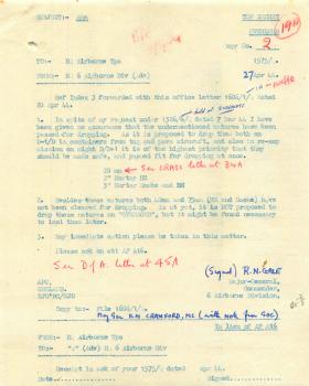 Letter from Gale about state of ammunition for dropping on D-Day.