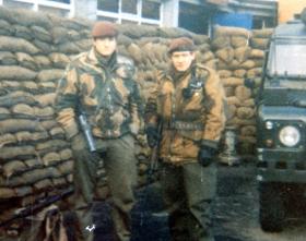 Two members of 3 PARA, Finiston School, Northern Ireland, 1974.