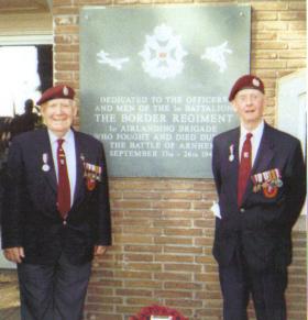 Edward John Peters at the Battle of Arnhem dedication to 1st Battalion, Border Regiment at Oosterbeek