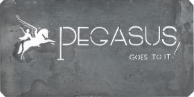 Original title header stencil template for Pegasus Goes To It!