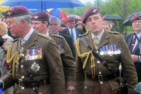 HRH Prince of Wales greets veterans at the Airborne Forces Memorial, NMA 13 July 2012.