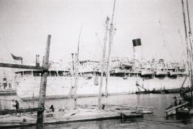Troopship used to transport soldiers to Port Said for Palestine, 1947.