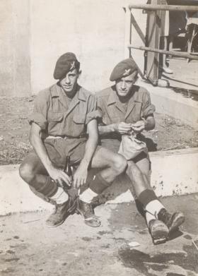 Stan Payne on the left with Cyril Parkins (Squibs) in Palestine 1946 6th Battalion RWF
