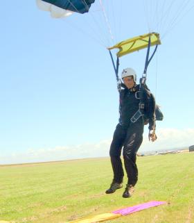 Barry Andrews parachuting with the Cornish Parachute Club