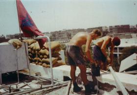 Soldiers repairing Radio Mast at Fort Walsh, Aden, 1967