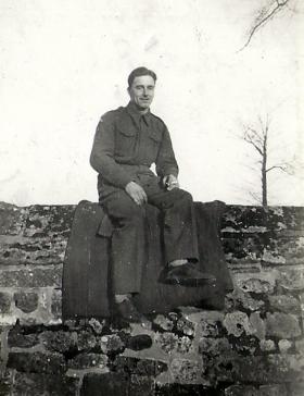 Paul Howell near Salisbury Cathedral, 1940.