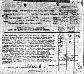 DSO Citation for Captain Tom Pearson, Libya 1941.