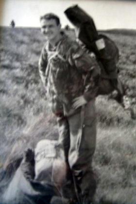  Cpl Morrison having dropped on the Drop Zone at Birnehall, South Lanarkshire Scotland, 1983. 
