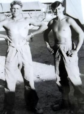 Cpl Kerry Jones (right ) with pal in Bahrain, c1963.