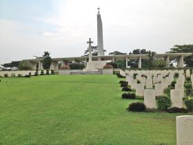 Looking towards the Cross of Sacrifice, Kranji Military Cemetery, 2012.