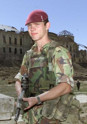Sgt Peter Thorpe in Kabul, Afghan, 2002.