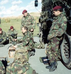 Members of Signals Platoon, 10 PARA,  Brecon Beacons, Wales 1990.