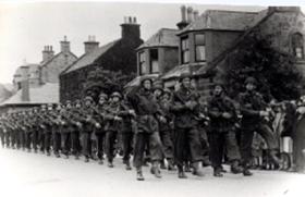 The 1st Polish Independent Parachute Brigade on parade in Scotland. 