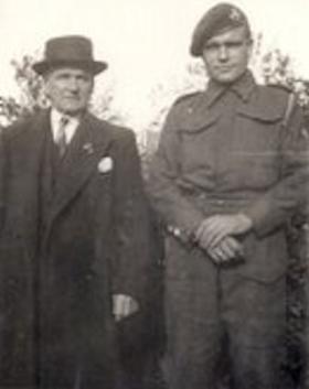 Pte John F Handford with his father, 1942