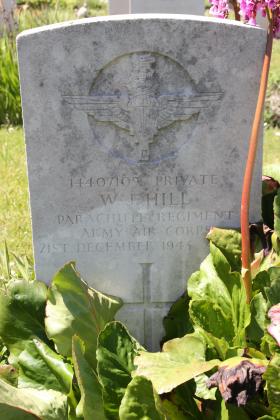 Headstone of Pte WJ Hill, Tidworth Military Cemetery, Wiltshire, UK
