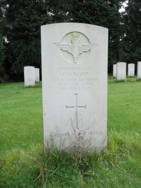 Headstone of Pte GS Dodd, Becklingen War Cemetery, August 2011.