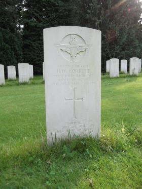 Headstone of Pte HW Corbett, Becklingen War Cemetery, August 2011.
