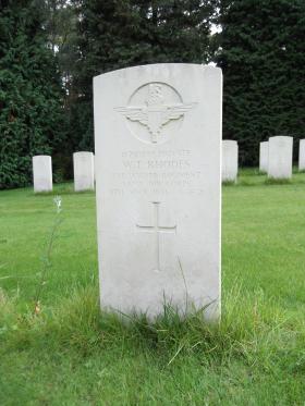 Headstone of Pte WT Rhodes, Becklingen War Cemetery, August 2011.