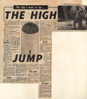Newspaper report on para training of members of 629 Airborne Regt TA at RAF Abingdon 1955
