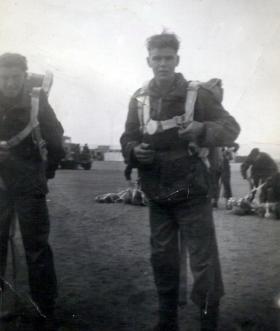 Pte 'Jimmy' Michael just before a training drop at 05:30hrs, 25 May 1953.