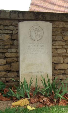 Headstone of Sgt William Mackie, Ranville Churchyard. August 2010.