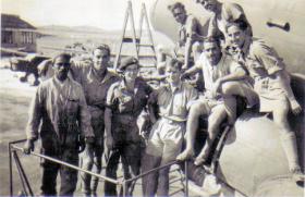 Sgt Dick Southwood with members of 113 Squadron, Dakota Flight, RAF Aqir, Palestine, 22 November 1946