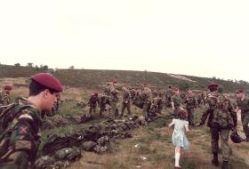  10 PARA after drop onto Hankley Common, Airborne Forces Day, 1985. 