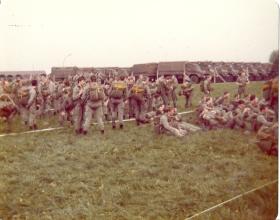 Waiting to emplane on German Para Course, Diepholz airfield, 1978.