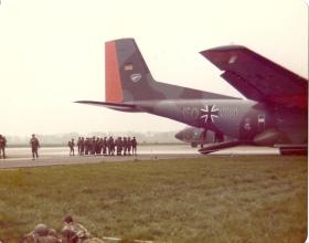 German Paras emplaning a Luftwaffe Transall C-160, German Para Course, 1978.