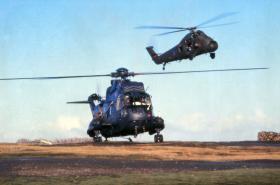 Sea King and Wessex resupply at Goose Green