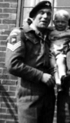 Sgt K Howard with his son Ashley, June 1945.
