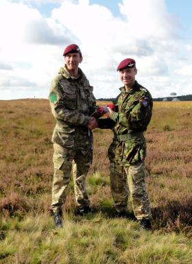 Lt Col James Coates handing over command of 3 PARA to Lt Col Mike Shervington, Ginkel Heath, 22 September 2012.