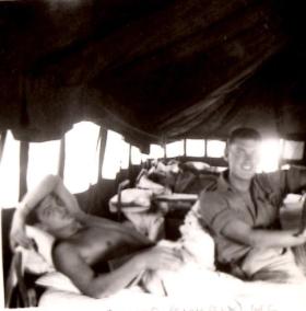 Kenny Baker and Bryan Fradgley in the Sick Bay, Camp H Cyprus