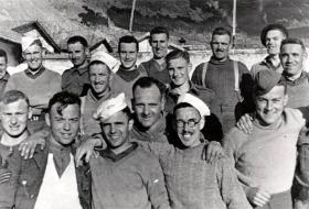 Smiling members of X Troop as PoWs captured at Tragino in 1941.