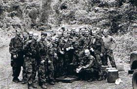 Members of Support Coy, 2 PARA, on jungle training Belize, 1987.
