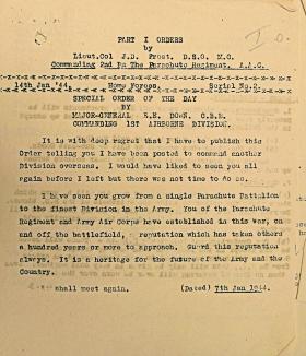 Special Order of the Day from Maj Gen Down, January 1944.