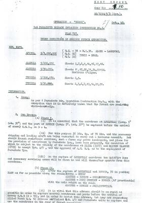 1st Parachute Brigade Operation Instruction No. 2. Plan X, October 1942.