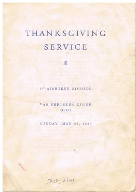 Booklet for Thanksgiving Service , Oslo, 27 May 1945
