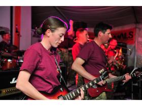 The Band of The Parachute Regiment performs in the 'Dutch Corner' (Dutch welfare facility) in Kandahar, 2011