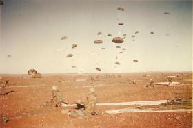 The DZ at Derna during the parachute descents for Ex Dry Martini, Libya, 1959