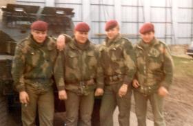 Members of 3 PARA, in front of a Humber Pig, Belfast, 1973.