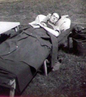 Pte Towler relaxing at Blakeware, May 1940.
